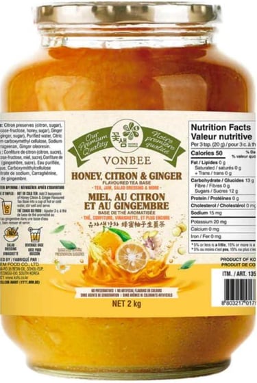 vonbee honey citron ginger tea