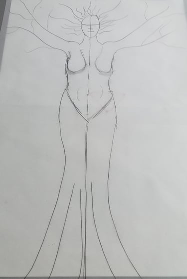 Croquis de la sculpture Karya