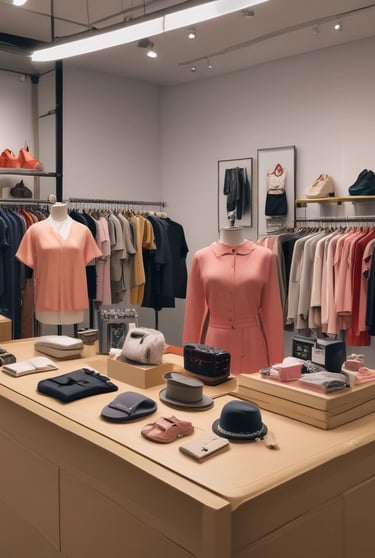 A collection of lifestyle fashion items in a modern setting.