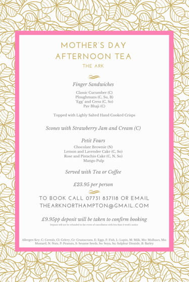 Mother's Day Northampton 2025 Vegan Afternoon Tea