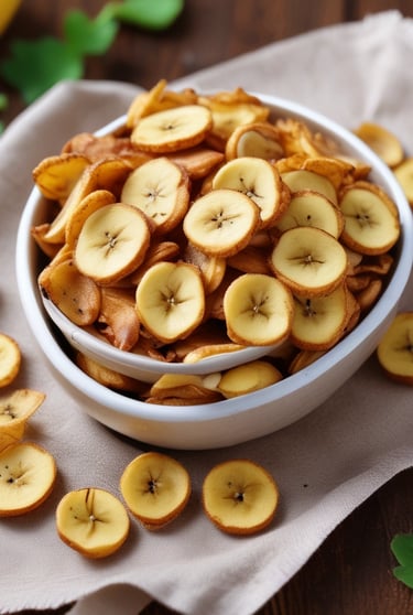 Lifestyle photo of young people enjoying banana chips together in a casual setting.