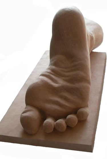 Foot in lime wood by Sarah Liptrot