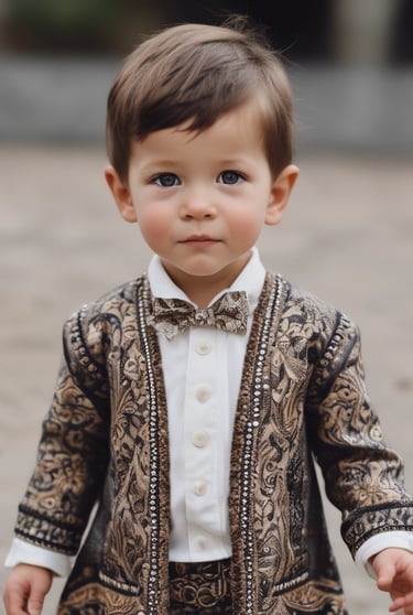 A group of happy children wearing hatoo bachoo outfits, laughing and playing outdoors.