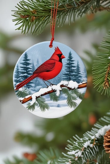 A cheerful mug with a red cardinal design filled with steaming tea.