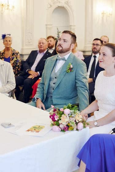 Groom during a civil wedding ceremony.