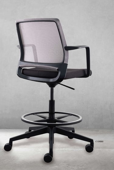 Sensit mesh back counter chair with armrests and height-adjustable footring base