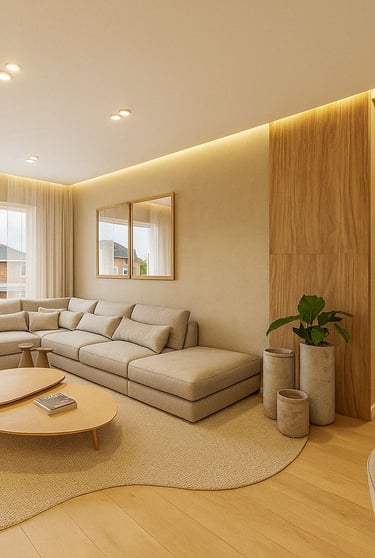 Sala de estar com sofa em L