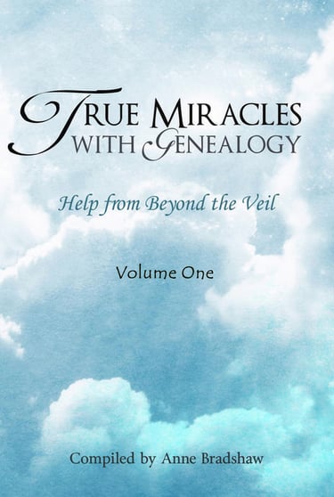 True Miracles with Genealogy book with blue clouds