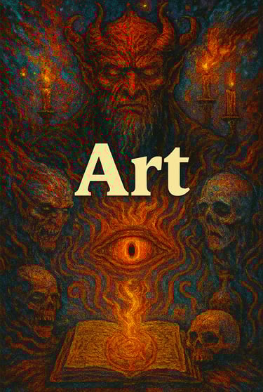 a book cover with a picture of a demon in the background