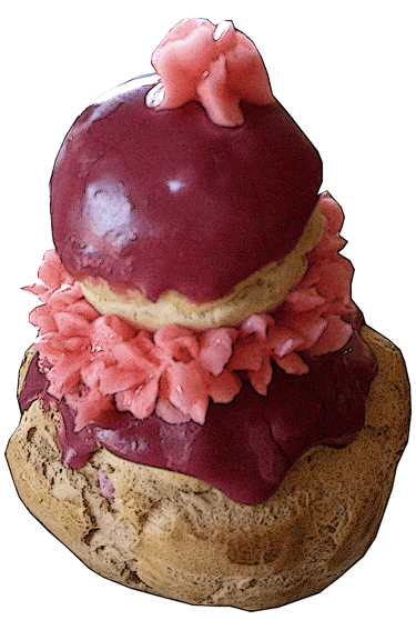 Religieuse pamplemousse framboise