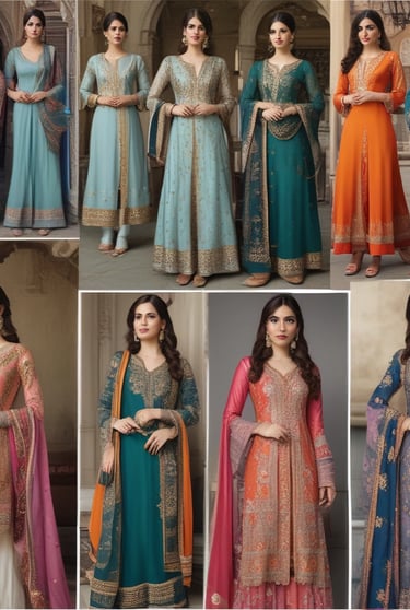 A variety of embroidered pieces showcasing traditional patterns.