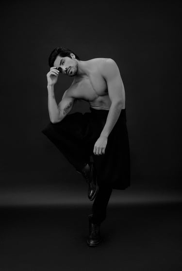 Dany Peña editorial male model movement pose