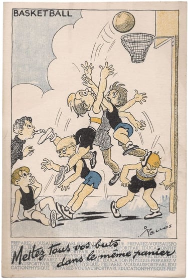 1940s French Educational Sports Basketball Card