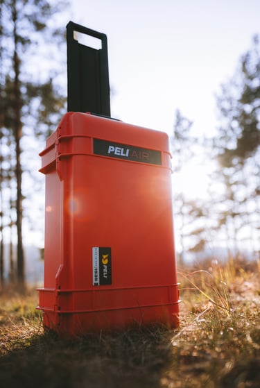 a orange pelican peli suitcase
