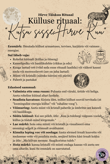 Hirve Täiskuu Tänulikkuse Rituaal Soul Sisters Tarot