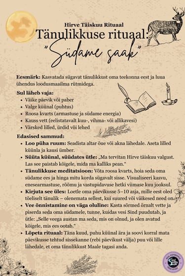 Hirve Täiskuu Rituaal Tänulikkuse Rituaal Soul Sisters Tarot
