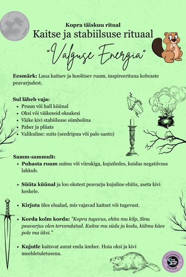 Koprakuu rituaal Kaitserituaal Soul Sisters Tarot