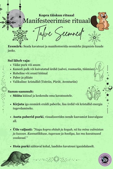 Koprakuu rituaal Manifesteerimise rituaal Soul Sisters Tarot