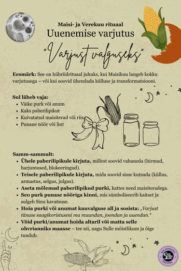 Maisikuu ja Verekuu Rituaal Uuenemise Küllus Soul Sisters Tarot
