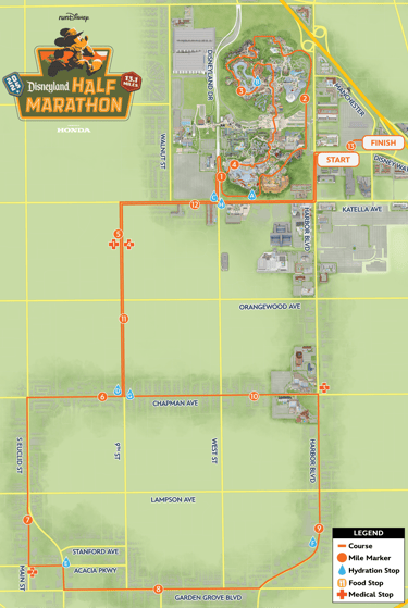 2025 runDisney Disneyland Half Marathon Course Map