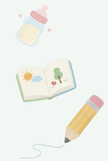 biberó, llibre i llapis a l’Escola Bressol El Campanar