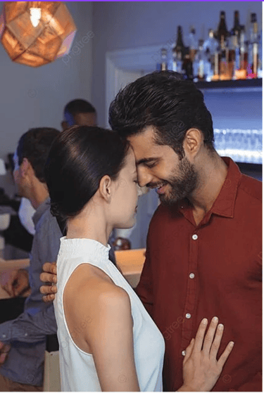 a man and woman in a bar with a man kissing Martin PE / COACH