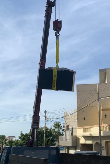 Crane delivery of heavy safe