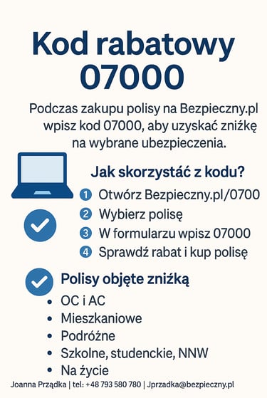Bezpieczny.pl – kod rabatowy 07000, instrukcja użycia i polisy objęte zniżką