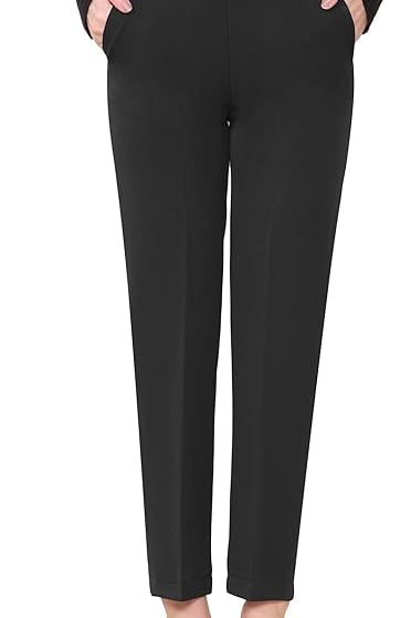 Women Half Elasticated Pull Up Pants 