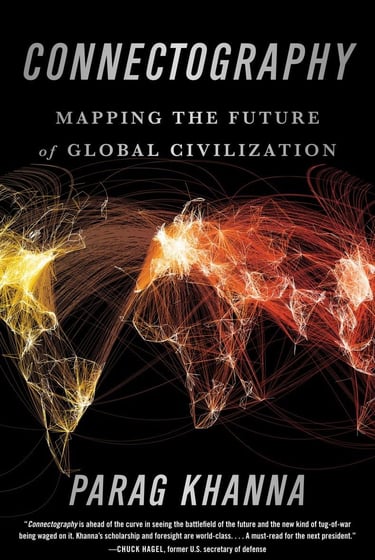 Cover of "Connectography" by Parag Khanna on global connectivity.