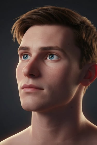 a man with a blue eyes and a white shirt