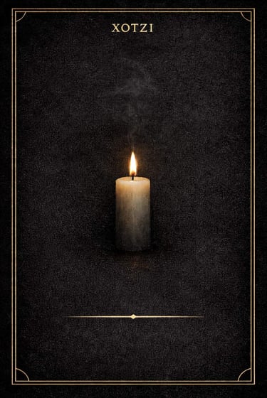 xotzi tarjeta ritual con vela blanca