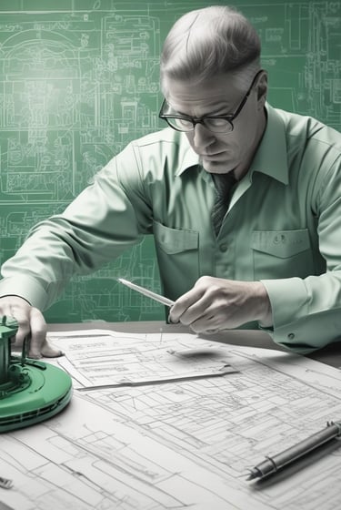 A sleek industrial transformer unit illuminated with steel-green lighting against a dark, textured background.