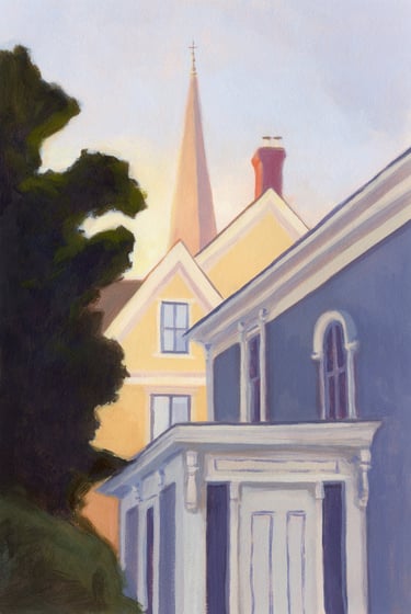 Illuminated Peaks - Painting by Michelle Darwin