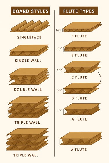 Jenis dan tipe kardus corrugated
