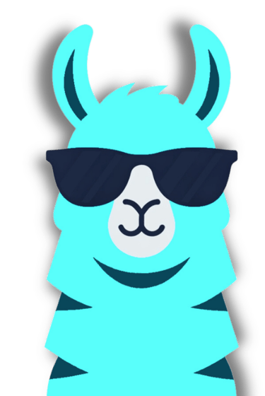 lhama azul de óculos escuros