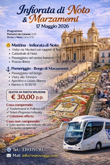 Gita tour con bus per infiorata a Noto