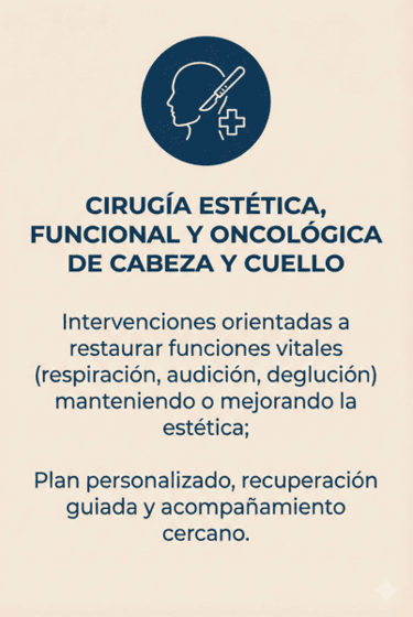 Descripción de servicios de cirugía estética, funcional y oncológica de cabeza y cuello
