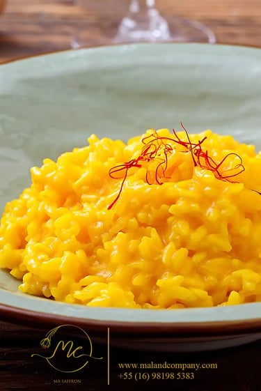 Risoto amarelo com fios de pistilo de açafrão da MA Company