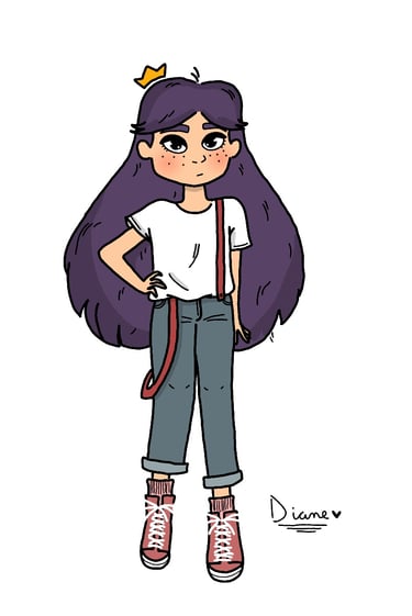 a cartoon girl with a crown on her head. Diane Mulolo Faida