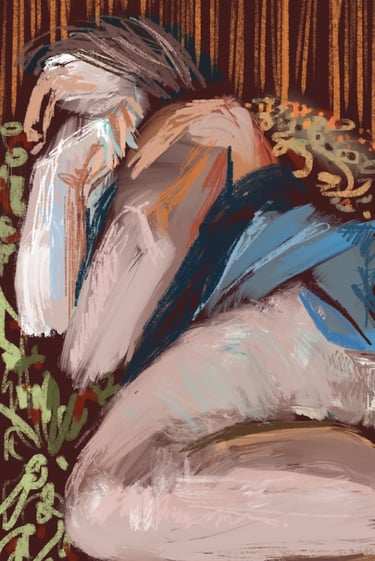 Lou asleep in the carriage - digital postcard