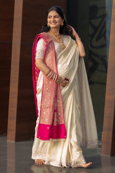  baby shower bride with styled hair and delicate jewelry, makeup by top bridal artist R&D Studio 