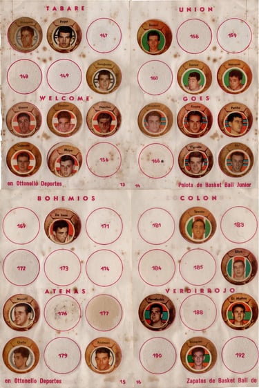 1961 Astros Del Deporte Basketball Page from Album Rare Uruguay 1