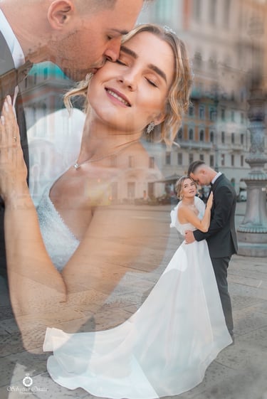 fotograf nunta Oradea – mireasa si mire portret elegant