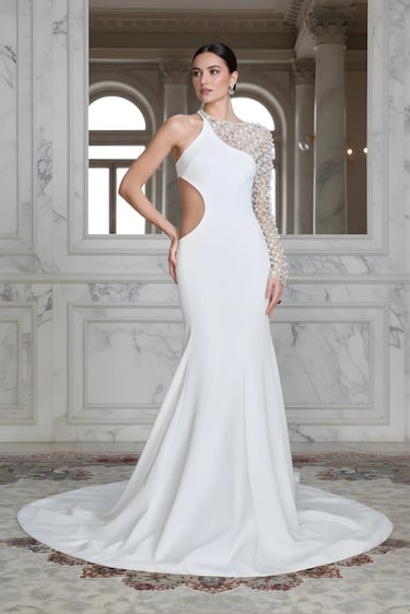 Ivory One Shoulder Gown