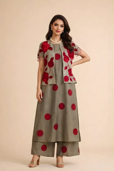 Polka Floral Jacket Set