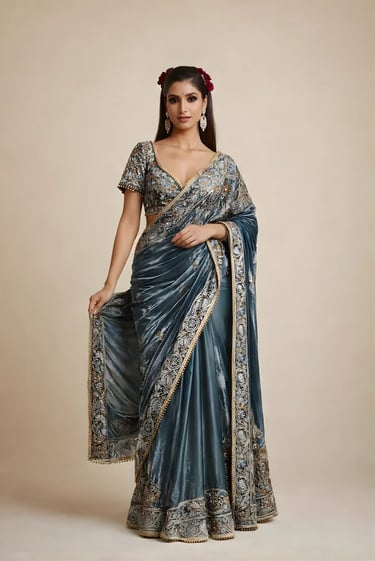 Stone Blue Anar Saree