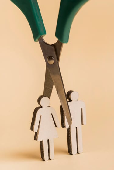 manequins couple qui se sépare par une paire de siso .