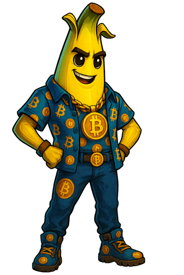 a banana banana with bitcoin on it