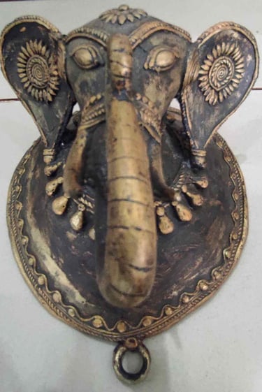  "Handcrafted wall-mounted elephant head sculpture – tribal-inspired home decor-Prepared for export"
